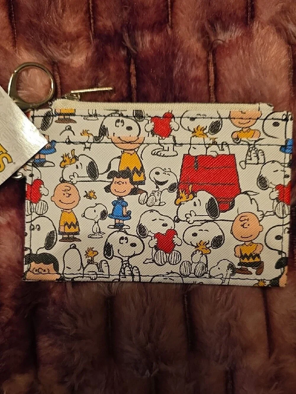 Peanuts White & Red Snoopy Pattern Card Holder with Keychain